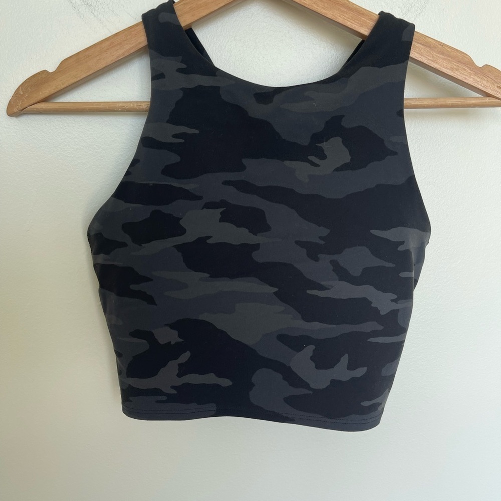 Athleta Conscious Crop Tank Bra A-C Camo Black Gray - Picture 5 of 9